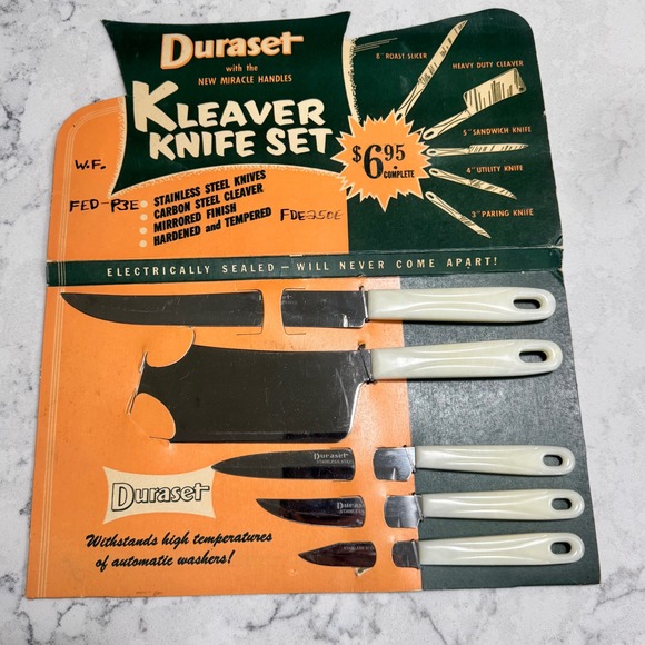 Amazing Rare Vintage Duraset Kleaver Knife Set Well Preserved Original Box NEW - Picture 1 of 8